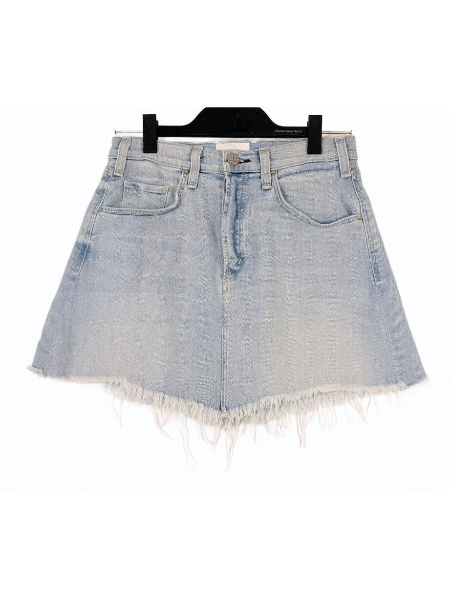 Mcguire Denim Izabel High Rise Asymmetric Raw Frayed Hem Mini Skirt Size 28